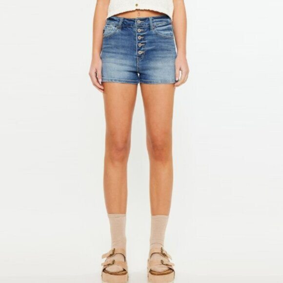 KanCan High Rise Button Fly Shorts - Picture 3 of 5